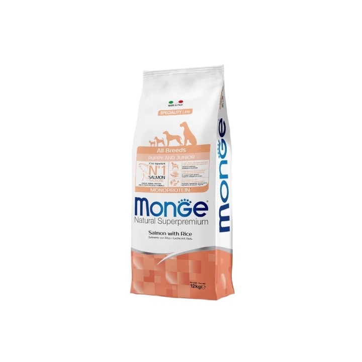 Monge superpremium all breeds Puppy&Junior monoproteico salmone e riso KG 12