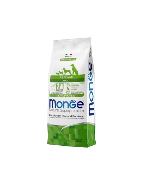 Monge superpremium all breeds adult monoproteico coniglio, riso e patate  KG 12