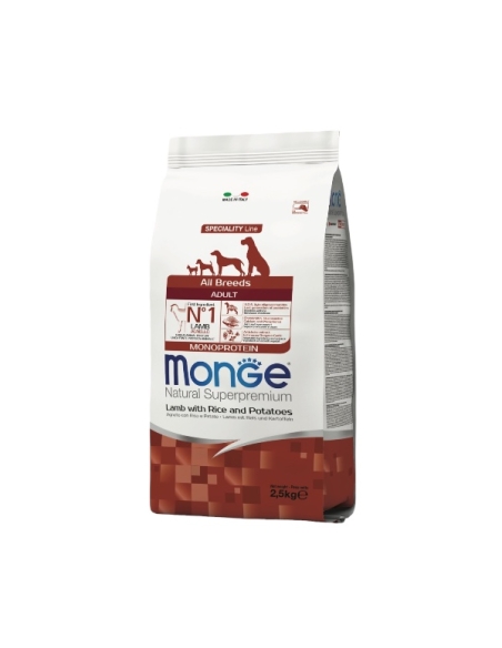 Monge superpremium all breeds adult monoproteico agnello, riso e patate KG 2.5