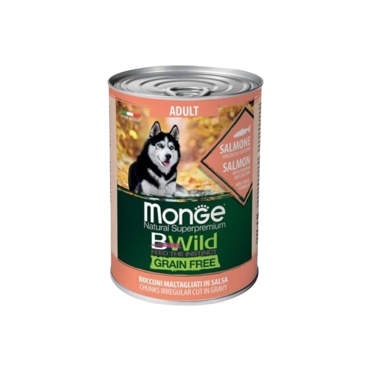 Monge bwild grain free adult salmone zucca e zucchine 400 gr