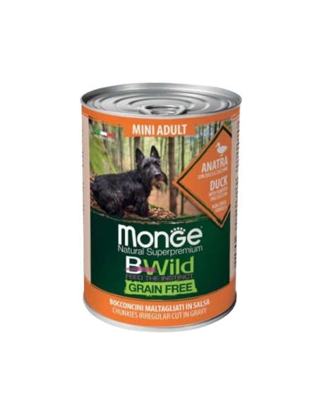 Monge bwild grain free mini adult anatra zucca e zucchine 400 gr