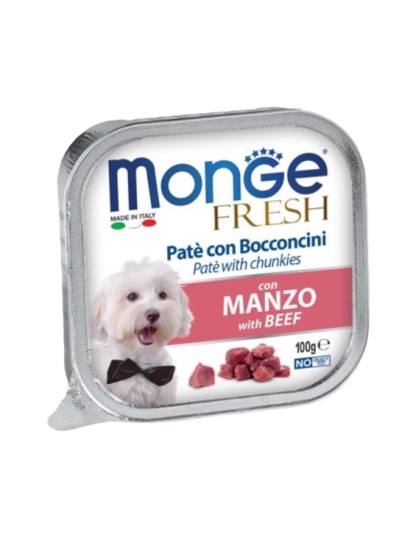 Monge fresh in vaschetta pate' con bocconi di manzo 100 gr
