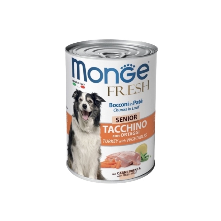 Monge fresh bocconi in pate' adult Senior tacchino con ortaggi 400 gr