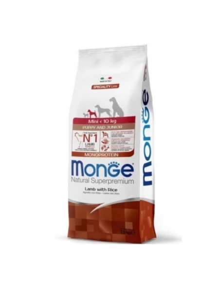 Monge superpremium mini-10 kg Puppy&Junior monoproteico agnello e riso KG 7.5