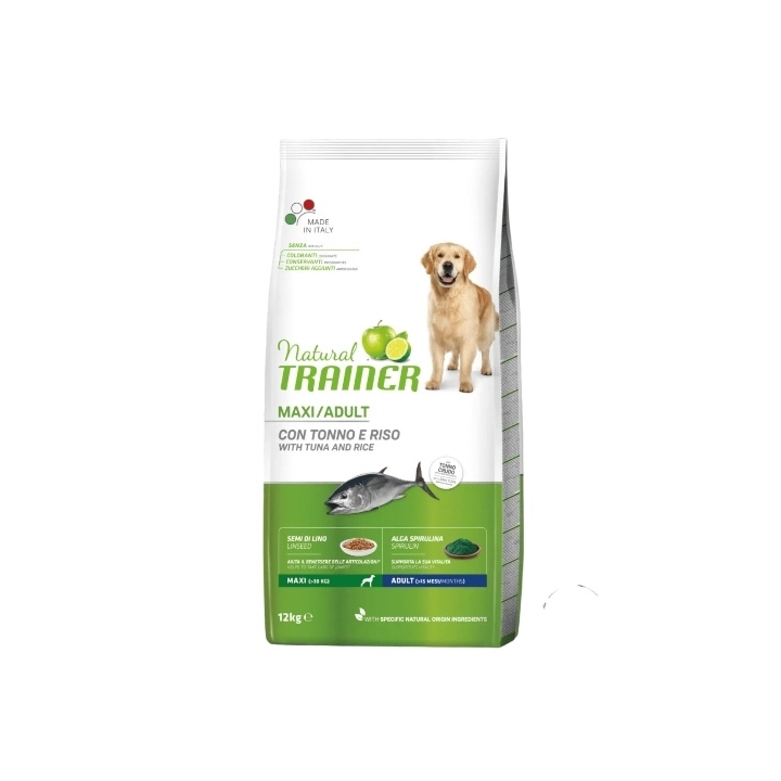Natural trainer dog maxi adult con tonno e riso KG 12