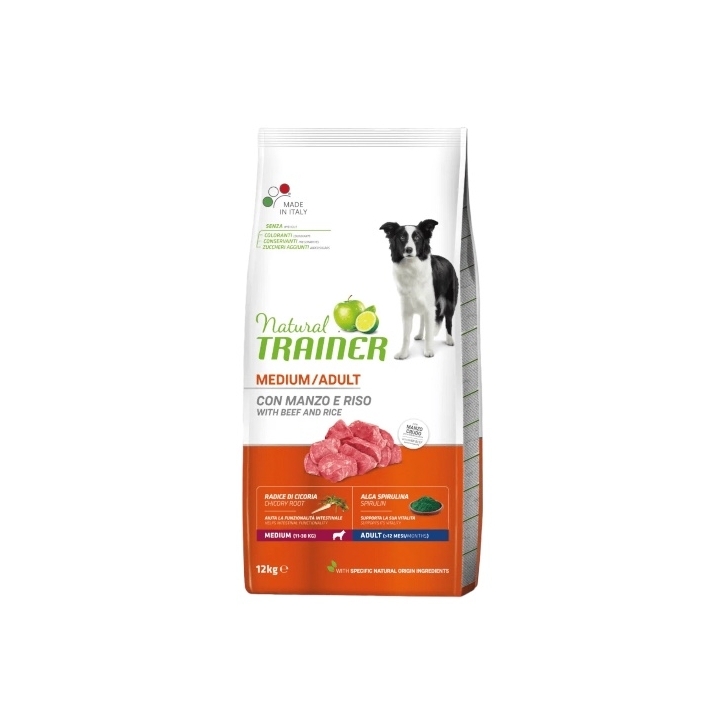 Natural trainer dog medium adult con manzo e riso KG 12