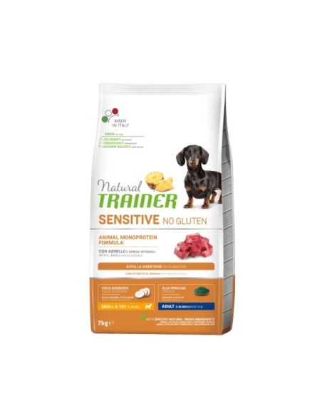 Natural trainer dog sensitive no gluten small&toy adult agnello e cereali integrali KG 7