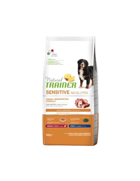 Natural trainer dog sensitive no gluten medium&maxi adult anatra e cereali integrali KG 12