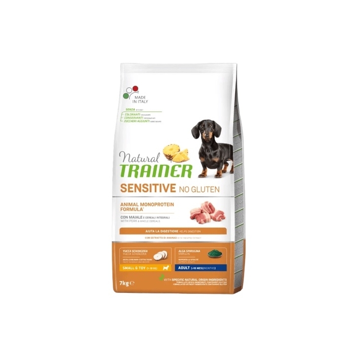 Natural trainer dog sensitive no gluten small&toy adult maiale e cereali integrali KG 7