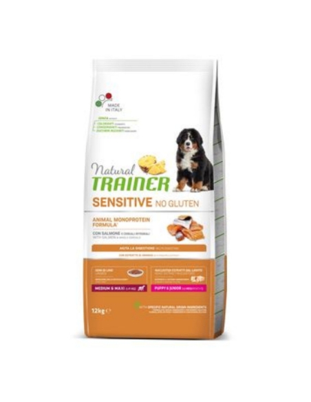 Natural trainer medium&maxi puppy&junior salmone e cereali integrali KG 12
