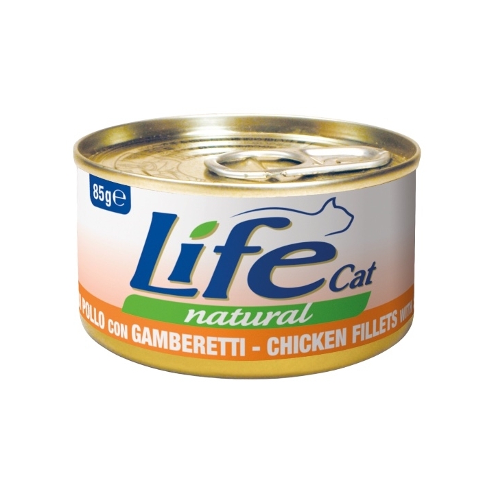 Life cat filetti di pollo con gamberetti  85 gr