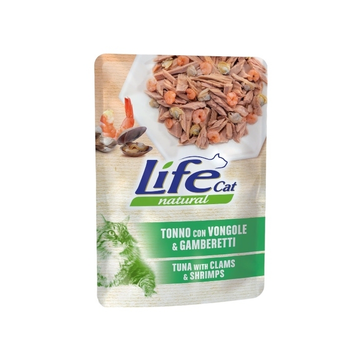 Life cat tonno con vongole e gamberetti 70 gr