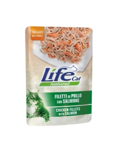 Life cat filetti di pollo con salmone e carote 70 gr