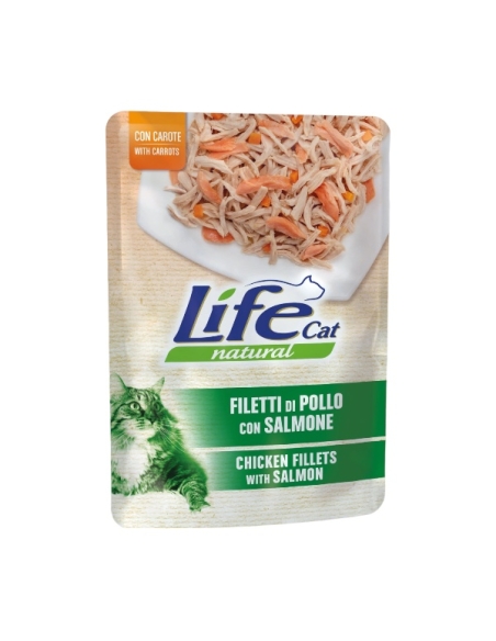 Life cat filetti di pollo con salmone e carote 70 gr