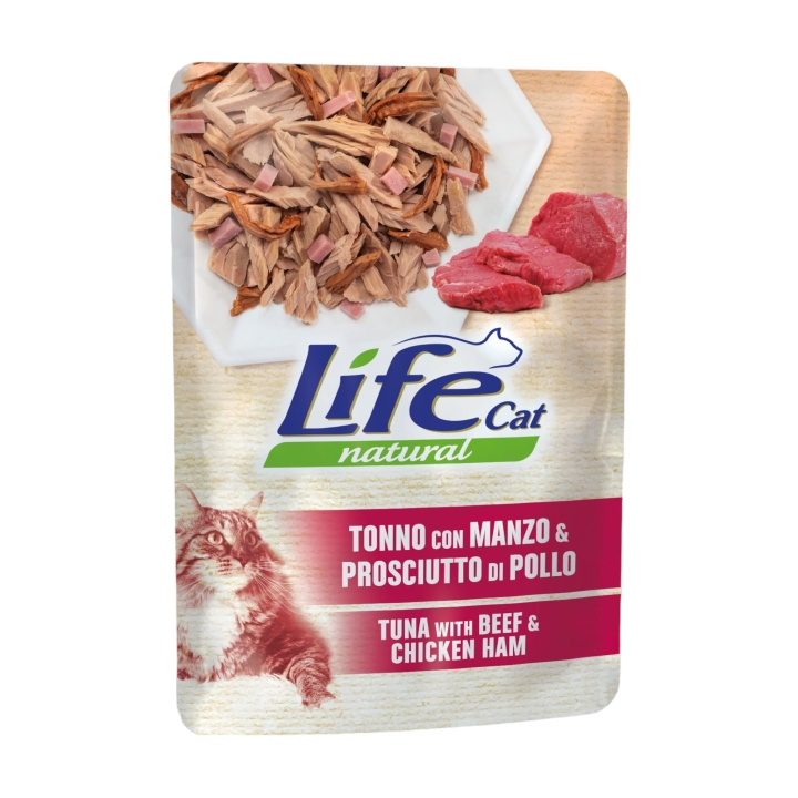 Life cat tonno con manzo e prosciutto 70 gr
