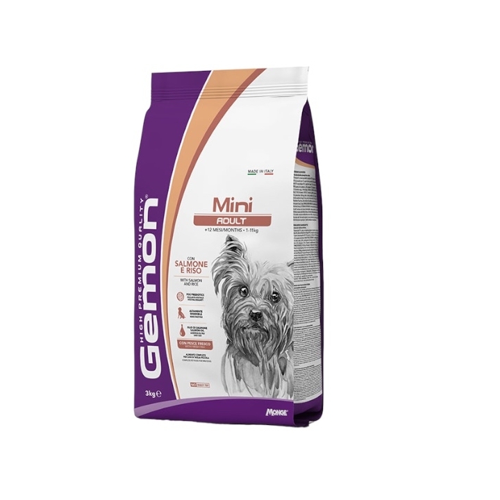 Gemon Dog Mini Adult con salmone e riso KG 3