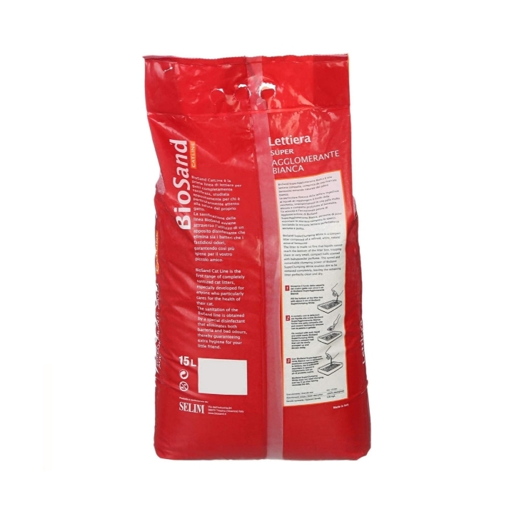 Lettiera BIOSAND super/agglomerante color Bianco LT 15
