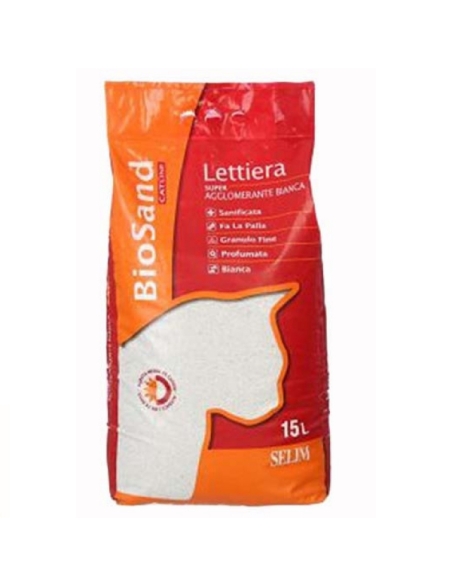 Lettiera BIOSAND super/agglomerante color Bianco LT 15