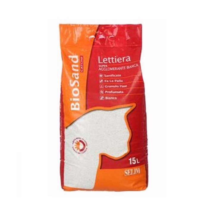 Lettiera BIOSAND super/agglomerante color Bianco LT 15