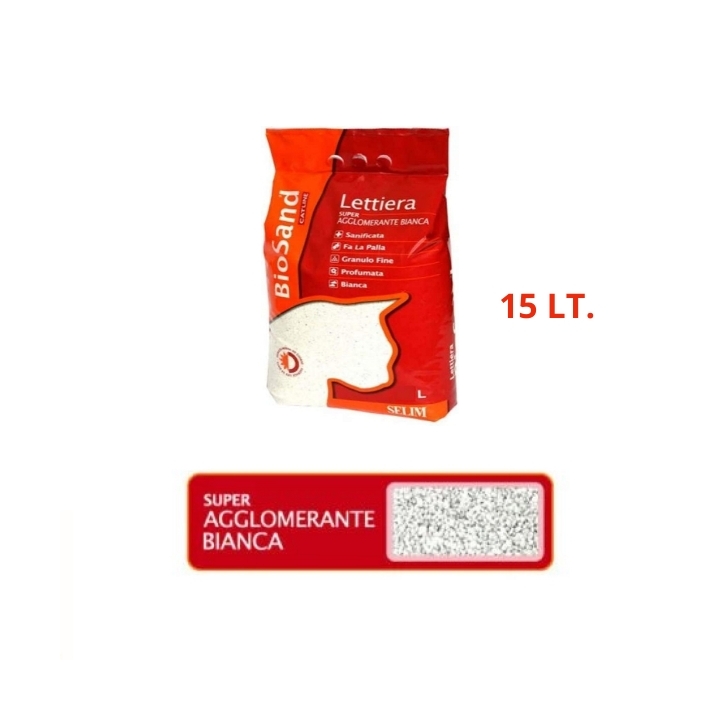 Lettiera BIOSAND super/agglomerante color Bianco LT 15