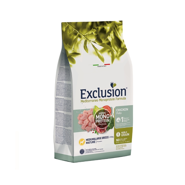 Exclusion Dog mediterraneo monoprotein Medium&Large Mature pollo KG 12