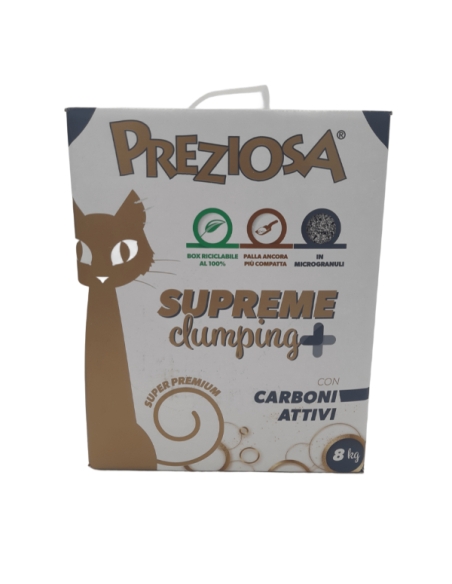 Lettiera preziosa Supreme Clumping+  carboni attivi KG 8 IN BOX