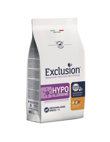 Exclusion Dog Hypoallergenic Medium&Large Adult anatra e patate KG 12