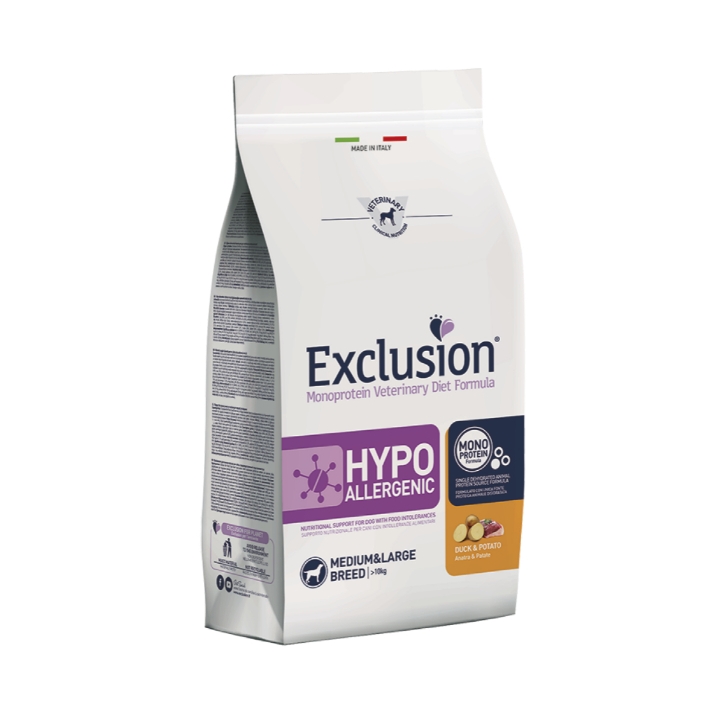 Exclusion Dog Hypoallergenic Medium&Large Adult anatra e patate KG 12