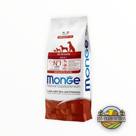 Monge superpremium all breeds adult monoproteico agnello, riso e patate KG 12