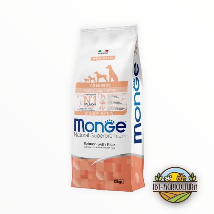 Monge superpremium all breeds Puppy&Junior monoproteico salmone e riso KG 12
