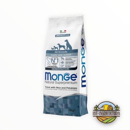 Monge superpremium all breeds Puppy&Junior monoproteico trota, riso e patate KG 12