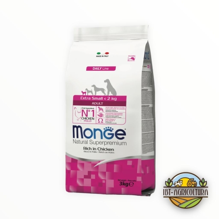 Monge superpremium ExtraSmall-2 kg adult ricco di pollo KG 3