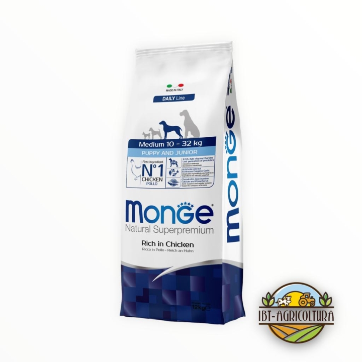 Monge superpremium medium Puppy&Junior ricco di pollo KG 12