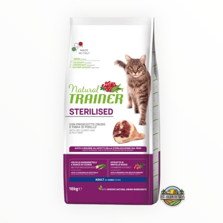 Natural trainer cat adult sterilised prosciutto crudo e fibra di pisello KG 10