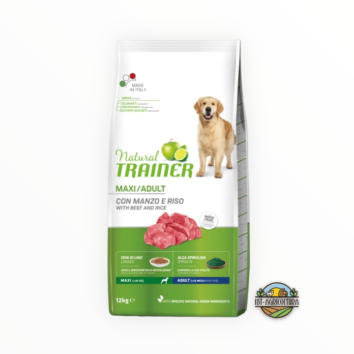 Natural trainer dog maxi adult con manzo e riso KG 12