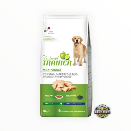 Natural trainer dog maxi adult con pollo fresco e riso KG 12