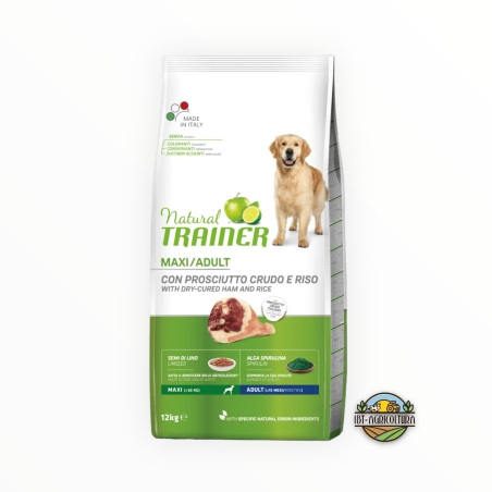 Natural trainer dog maxi adult con prosciutto crudo e riso KG 12