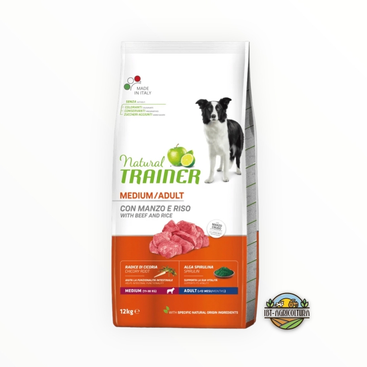 Natural trainer dog medium adult con manzo e riso KG 12