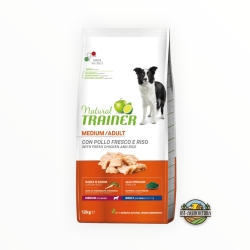 Natural trainer dog medium adult con pollo fresco e riso KG 12