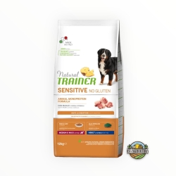 Natural trainer dog sensitive no gluten medium&maxi adult maiale e cereali integrali KG 12
