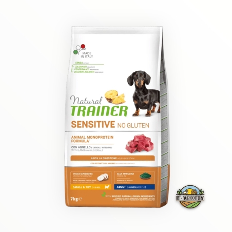 Natural trainer dog sensitive no gluten small&toy adult agnello e cereali integrali KG 7