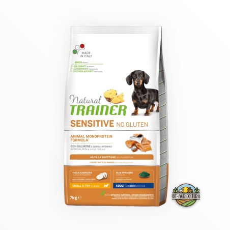 Natural trainer dog sensitive no gluten small&toy adult salmone e cereali integrali KG 7