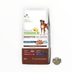 Natural trainer dog sensitive no grain medium&maxi adult trota e patate KG 12