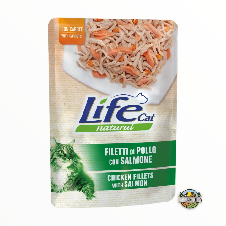 Life cat filetti di pollo con salmone e carote 70 gr
