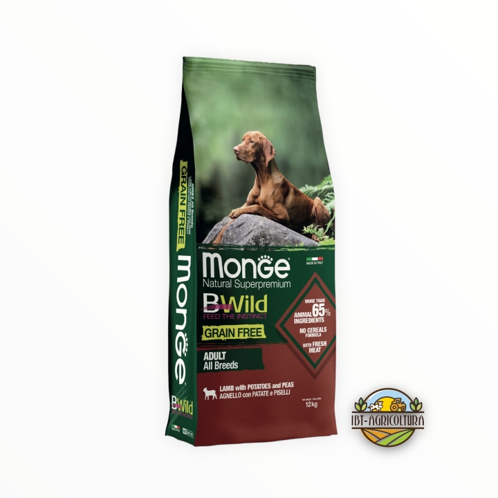 Monge bwild all breeds grainfree adult agnello patate e piselli KG 12