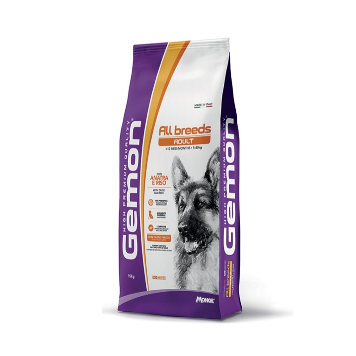Gemon Dog All breeds Adult con Anatra e riso KG 15